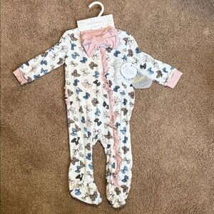 Milkberry 6-9 Month Baby Girl Bow Print Footie - Pink and Blue New